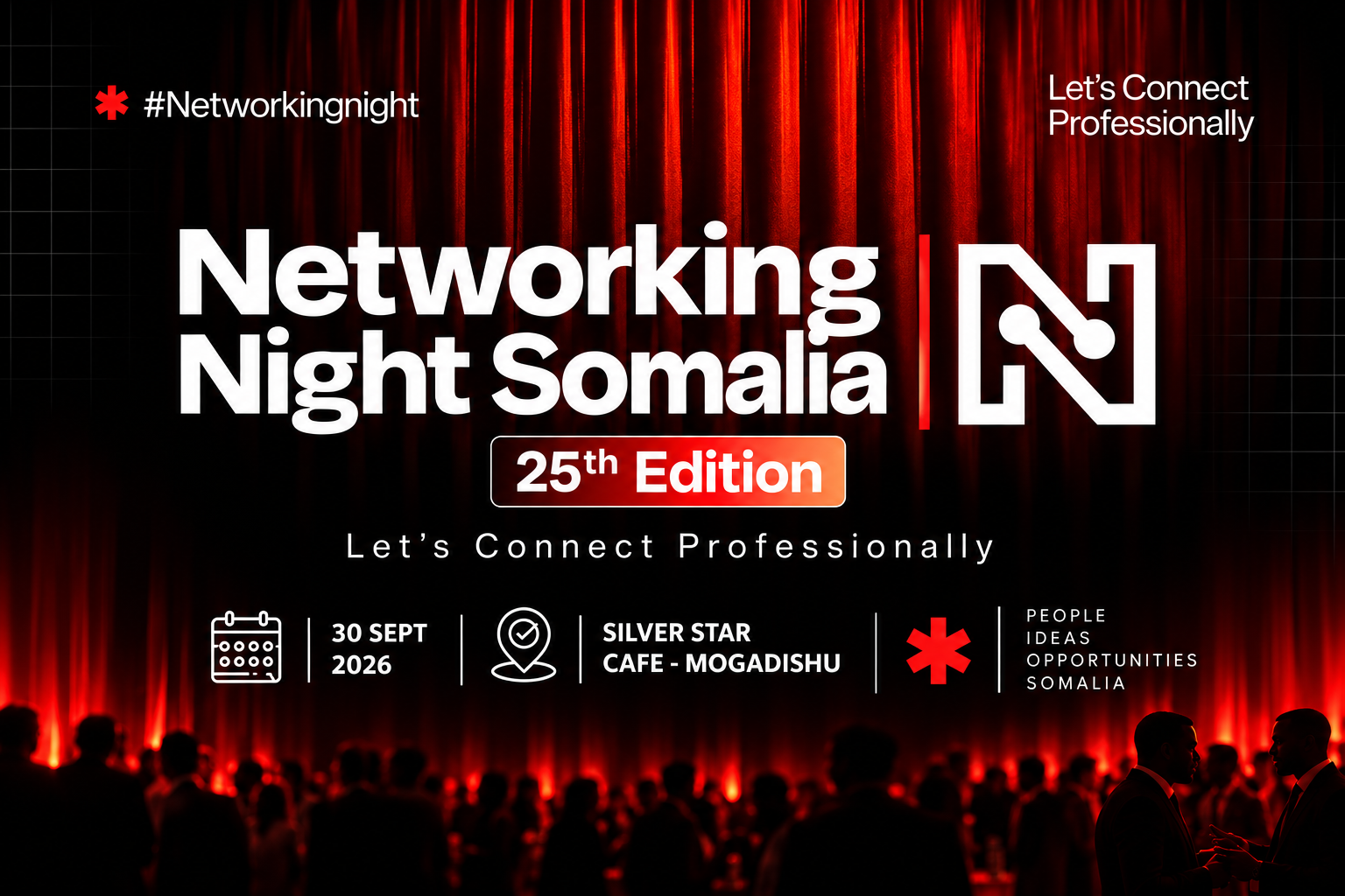 Networking Night Somalia 25th Edition banner, 30 September 2026, Silver Star Cafe Mogadishu
